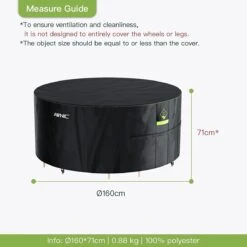 Housse Pour Salon De Jardin, Imperméable, Avec Crochets, Résistante à L'hiver, Oxford 420D, Avec Technologie AlicanTex Imperméable, Coupe-vent, Table De Jardin Anti-UV, Bâche, Ronde, Noire (Ø160 X 71 Cm) 6 Housse Pour Salon De Jardin, Imperméable, Avec Crochets, Résistante à L'hiver, Oxford 420D, Avec Technologie AlicanTex Imperméable, Coupe-vent, Table De Jardin Anti-UV, Bâche, Ronde, Noire (Ø160 X 71 Cm) -Jardin Meubles Magasin 1200x1200 2758