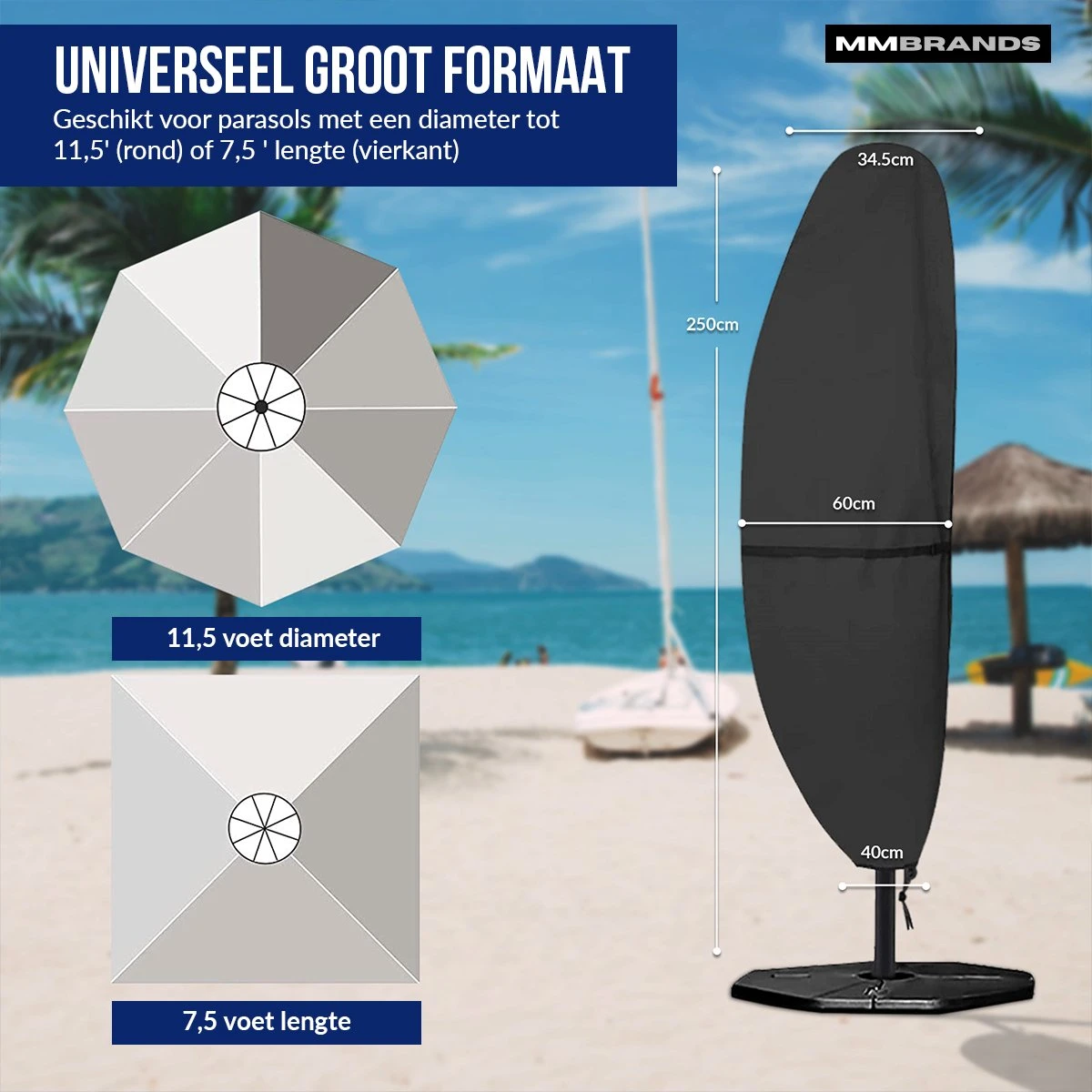 MM Brands Parasol Cover – Housse Pour Parasol Sur Pied – Imperméable 3 MM Brands Parasol Cover – Housse Pour Parasol Sur Pied – Imperméable – Image 3