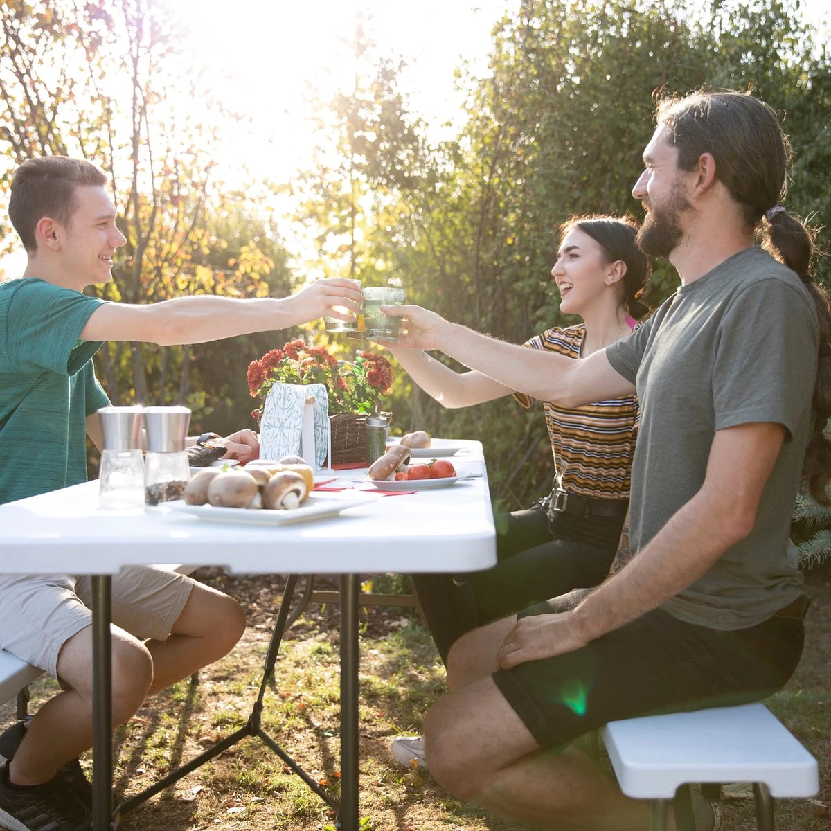 Relaxdays Banc De Bière Ensemble De 2 Pièces - Banc De Jardin Pliable - Banc De Pique-nique - Banc Au Camping 4 Relaxdays Banc De Bière Ensemble De 2 Pièces - Banc De Jardin Pliable - Banc De Pique-nique - Banc Au Camping – Image 4