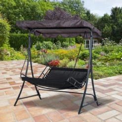 Outsunny Swing Transat Avec Toit Hollywood Swing Transat Pour L'extérieur Pour 2 Personnes Gris Acier 84A-072GY -Jardin Meubles Magasin 1200x1200 298
