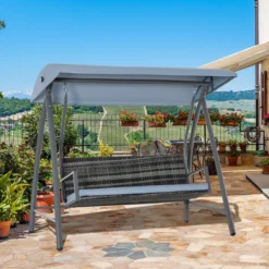 Outsunny Hollywood Balançoire Balançoire En Polyrotin Balançoire De Jardin 3 Places Avec Toit Noir 867-018 9 Outsunny Hollywood Balançoire Balançoire En Polyrotin Balançoire De Jardin 3 Places Avec Toit Noir 867-018 -Jardin Meubles Magasin 1200x1200 310