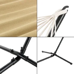 Hamac Avec Cadre Robuste Ensemble Toile Et Support Capacité De Charge 120 Kg Pour Intérieur Extérieur Acier Coton Polyester 200 X 100 Cm Noir Beige [en.casa] -Jardin Meubles Magasin 1200x1200 32