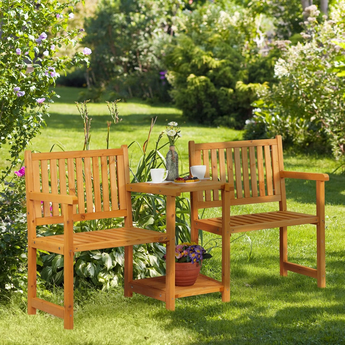 Banc De Jardin Relaxdays Avec Table - 2 Personnes - Banc D'extérieur En Bois - Banc De Balcon Romantique 5 Banc De Jardin Relaxdays Avec Table - 2 Personnes - Banc D'extérieur En Bois - Banc De Balcon Romantique – Image 5