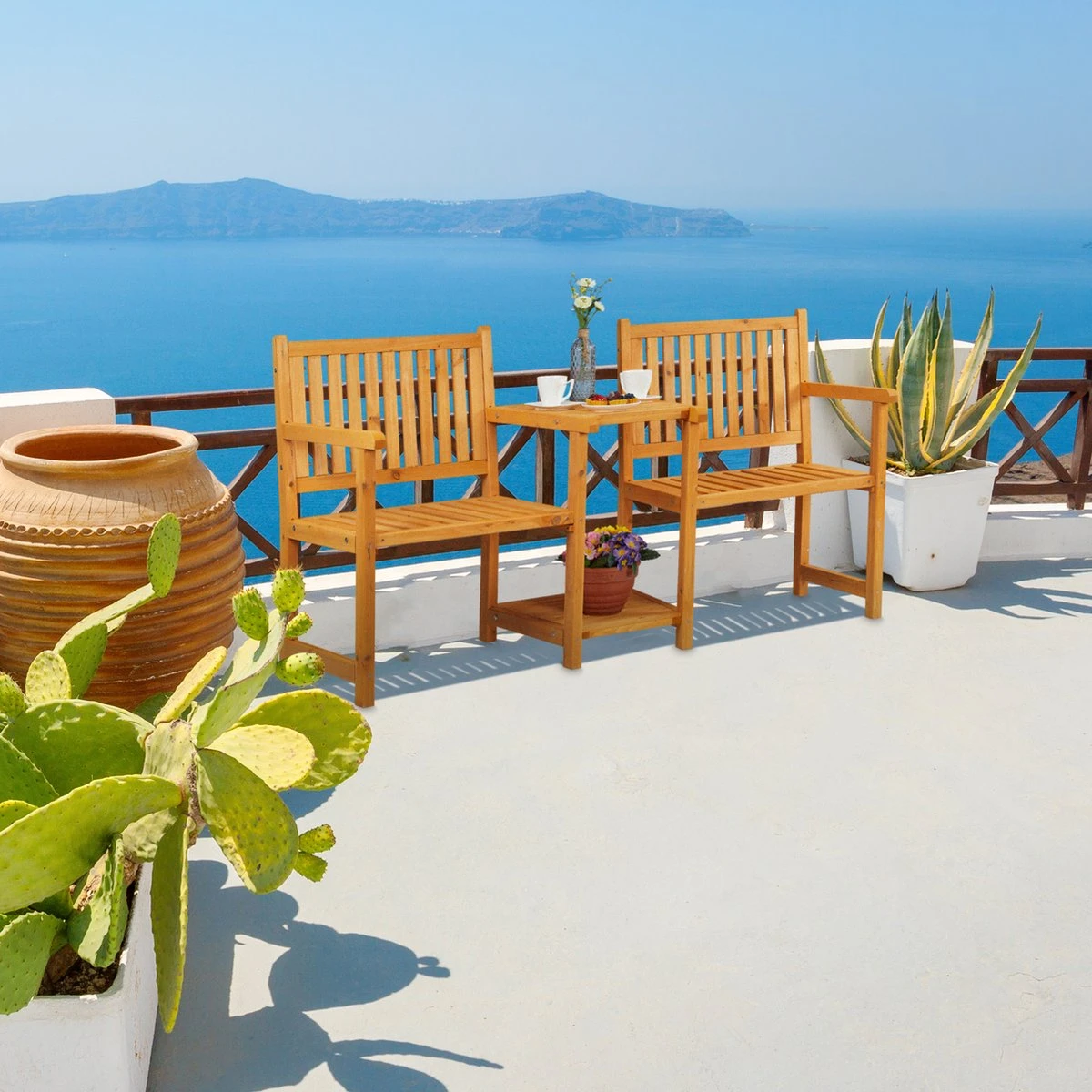 Banc De Jardin Relaxdays Avec Table - 2 Personnes - Banc D'extérieur En Bois - Banc De Balcon Romantique 10 Banc De Jardin Relaxdays Avec Table - 2 Personnes - Banc D'extérieur En Bois - Banc De Balcon Romantique – Image 10