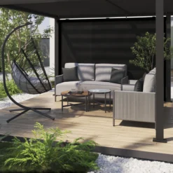 NATERIAL - OVO Fauteuil Suspendu Avec Structure - Panier Suspendu Intérieur Et Outdoor - 160 Kg MAX - Structure En Acier - Gris - Anthracite - 125 X 100 X 190 Cm - Panier Siège - Panier Suspendu - Fauteuil Suspendu - Oeuf Suspendu -Jardin Meubles Magasin 1200x1200 328