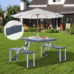 Outsunny Alu Table De Camping Banc De Pique-nique Groupe De Sièges Table De Jardin 4 Places Pliable Gris Foncé 84B-031 -Jardin Meubles Magasin 1200x1200 329