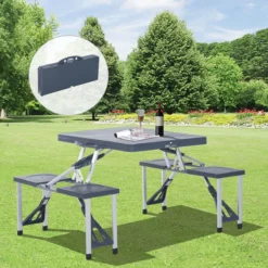 Outsunny Alu Table De Camping Banc De Pique-nique Groupe De Sièges Table De Jardin 4 Places Pliable Gris Foncé 84B-031 -Jardin Meubles Magasin 1200x1200 331