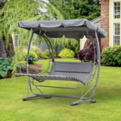 Chaise Longue Flottante Outsunny Chaise Longue Flottante Hollywood Swing Chaise Longue Double Avec Toit Gris Métal 84A-024GY -Jardin Meubles Magasin 1200x1200 365