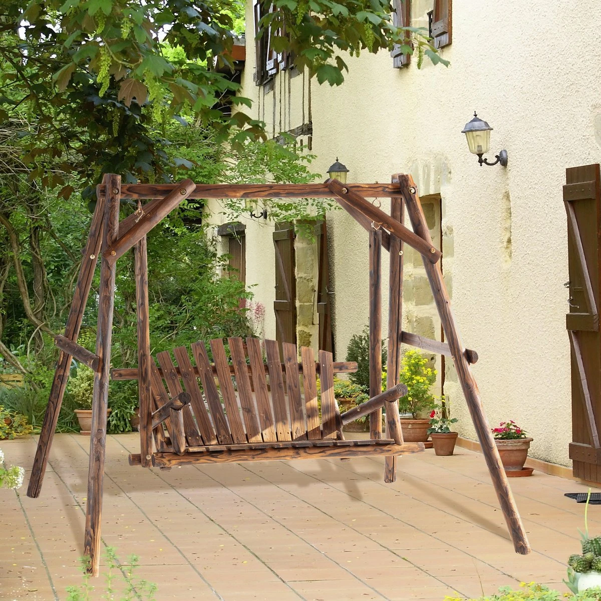 Outsunny Hollywood Balançoire Balançoire De Jardin 2 Places Porche Balançoire Suspendu Banc Bois Massif 84A-086V01 6 Outsunny Hollywood Balançoire Balançoire De Jardin 2 Places Porche Balançoire Suspendu Banc Bois Massif 84A-086V01 – Image 6