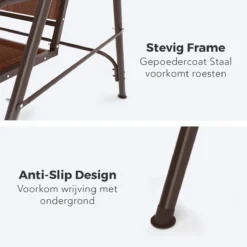 Banc Pivotant LifeGoods - Banc De Jardin 3 Places - Capacité De Charge De 250 Kg - Banc Suspendu Pour 3 Personnes - Toit Inclinable - Parasol Résistant Aux UV - Textile Durable - 172x104x162cm - Marron -Jardin Meubles Magasin 1200x1200 384