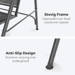 Banc Pivotant LifeGoods - Banc De Jardin 3 Places - Capacité De Charge De 250 Kg - Banc Suspendu Pour 3 Personnes - Toit Inclinable - Parasol Résistant Aux UV - Textile Durable - 172x104x162cm - Grijs -Jardin Meubles Magasin 1200x1200 403