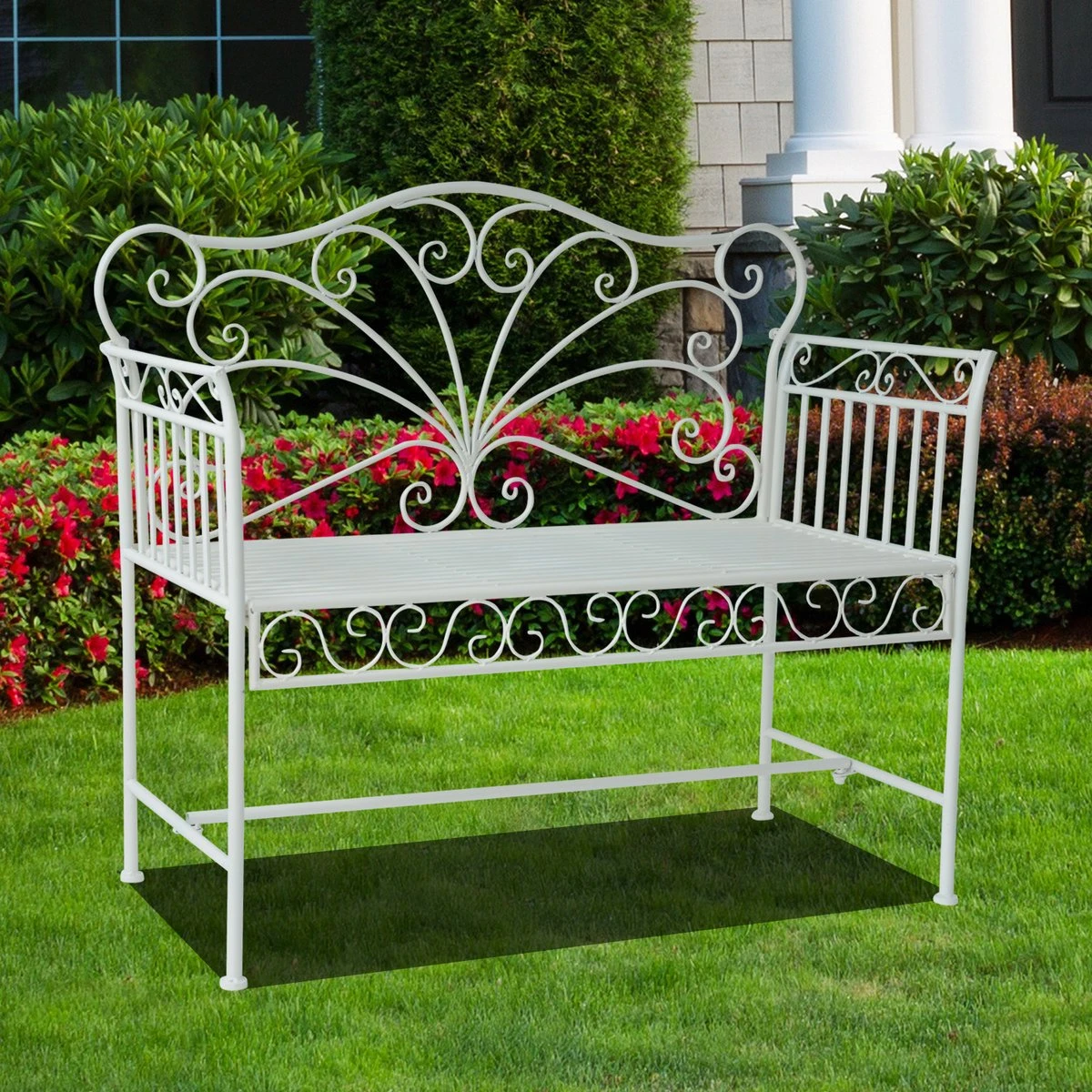 Outsunny Banquette De Jardin Banc Fleuri Banc De Parc Mobilier De Jardin 2 Places Métal Blanc 84B-077 2 Outsunny Banquette De Jardin Banc Fleuri Banc De Parc Mobilier De Jardin 2 Places Métal Blanc 84B-077 – Image 2