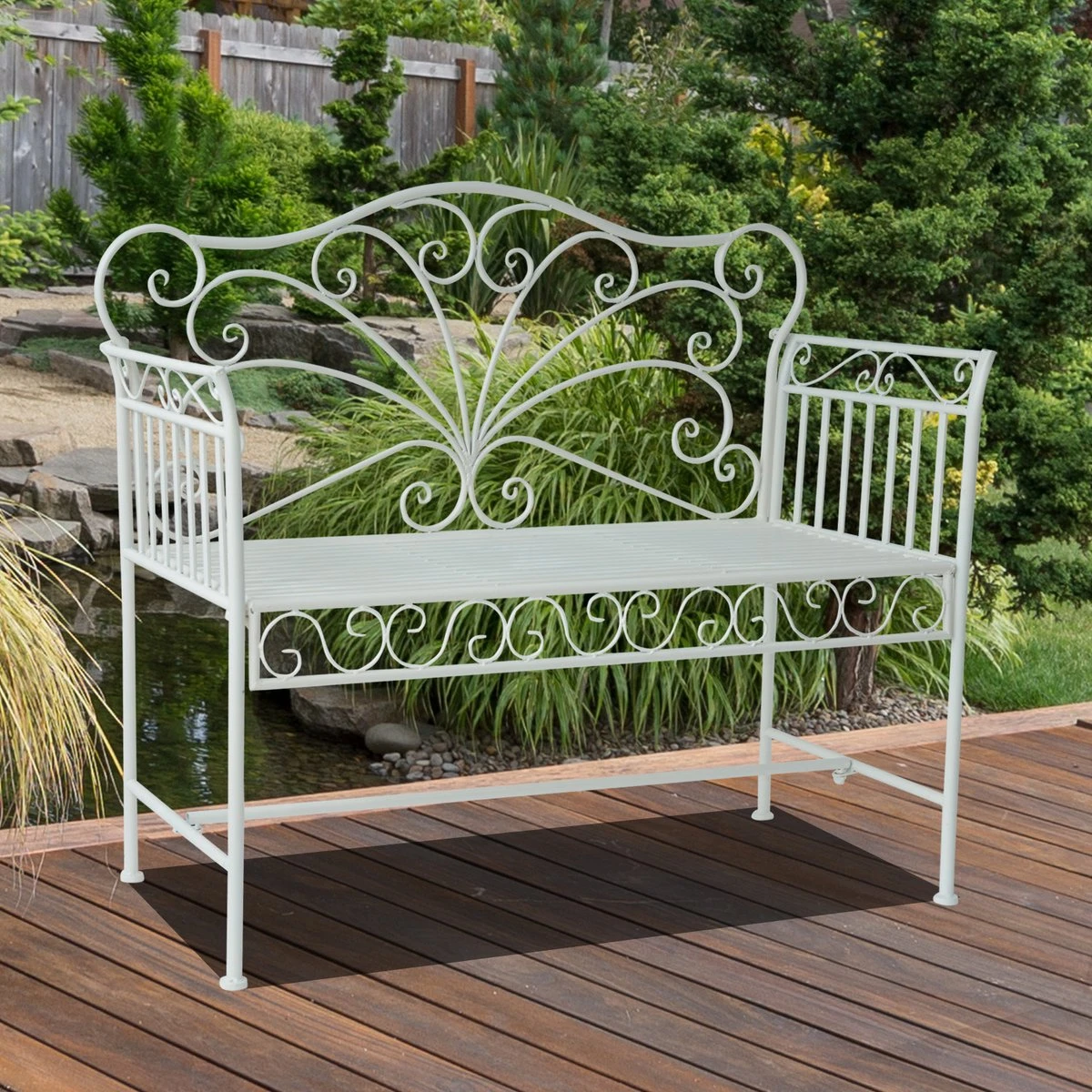 Outsunny Banquette De Jardin Banc Fleuri Banc De Parc Mobilier De Jardin 2 Places Métal Blanc 84B-077 3 Outsunny Banquette De Jardin Banc Fleuri Banc De Parc Mobilier De Jardin 2 Places Métal Blanc 84B-077 – Image 3
