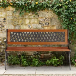 Banc De Jardin En Fonte Relaxdays - Banc D'extérieur 2 Places - Banc D'extérieur - Banc De Parc En Bois - Balcon -Jardin Meubles Magasin 1200x1200 460