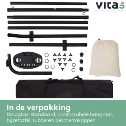 Hamac Avec Support 2 Personnes / 205 Kg - Longueur Du Cadre Réglable 290-330 Cm - Tapis De Surface 241 * 160 Cm - Avec Sac De Transport (Beige) -Jardin Meubles Magasin 1200x1200 47