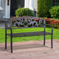 Outsunny Canapé De Jardin 2 Places Banc Mobilier De Jardin Canapé En Métal Avec Accoudoirs Inoxydable 84B-283 -Jardin Meubles Magasin 1200x1200 470