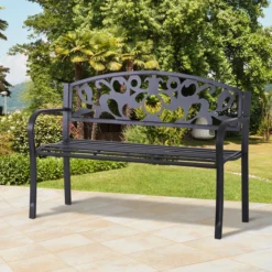 Outsunny Canapé De Jardin 2 Places Banc Mobilier De Jardin Canapé En Métal Avec Accoudoirs Inoxydable 84B-283 -Jardin Meubles Magasin 1200x1200 471