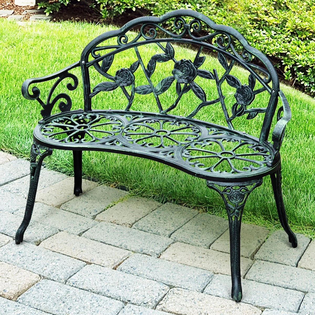 Banc De Jardin En Métal Outsunny Banc De Parc Mobilier De Jardin Banc De Fleurs à Deux Places Banc Antique 01-0794 3 Banc De Jardin En Métal Outsunny Banc De Parc Mobilier De Jardin Banc De Fleurs à Deux Places Banc Antique 01-0794 – Image 3