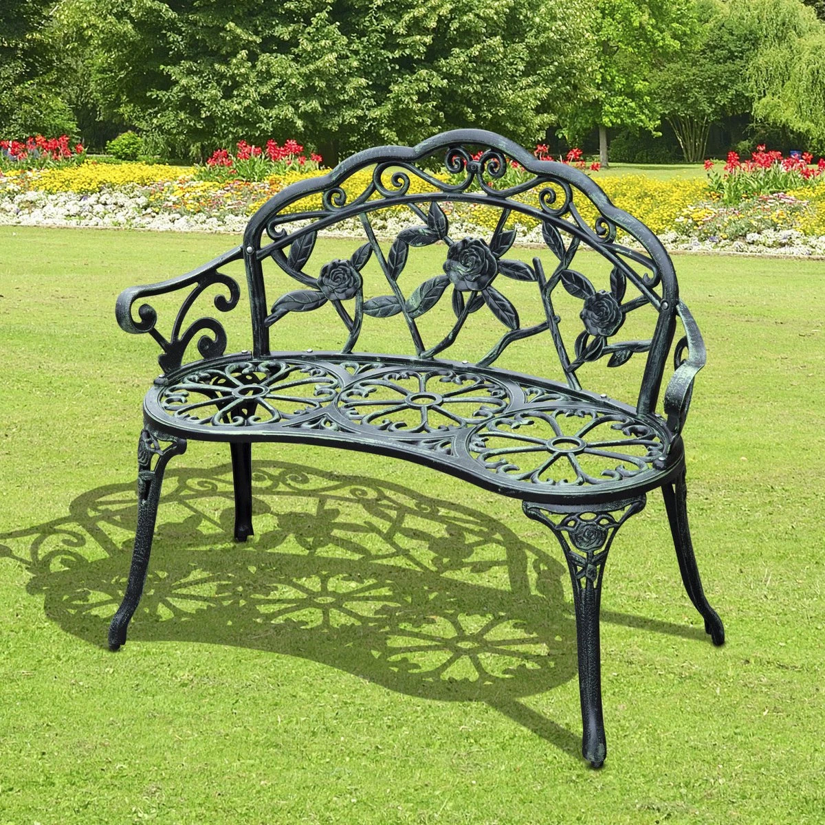 Banc De Jardin En Métal Outsunny Banc De Parc Mobilier De Jardin Banc De Fleurs à Deux Places Banc Antique 01-0794 8 Banc De Jardin En Métal Outsunny Banc De Parc Mobilier De Jardin Banc De Fleurs à Deux Places Banc Antique 01-0794 – Image 8