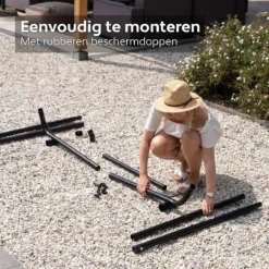 Hamac Avec Support 2 Personnes / 205 Kg - Longueur Du Cadre Réglable 290-330 Cm - Tapis De Surface 241 * 160 Cm - Avec Sac De Transport (Beige) -Jardin Meubles Magasin 1200x1200 48