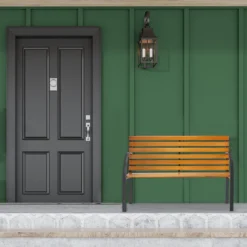 Relaxdays Banc De Jardin En Bois - Structure En Acier - Banc De Parc - Banc De Balcon - Deux Places - Robuste -Jardin Meubles Magasin 1200x1200 488