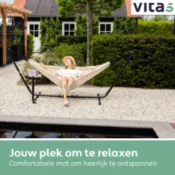 Hamac Avec Support 2 Personnes / 205 Kg - Longueur Du Cadre Réglable 290-330 Cm - Tapis De Surface 241 * 160 Cm - Avec Sac De Transport (Beige) -Jardin Meubles Magasin 1200x1200 49