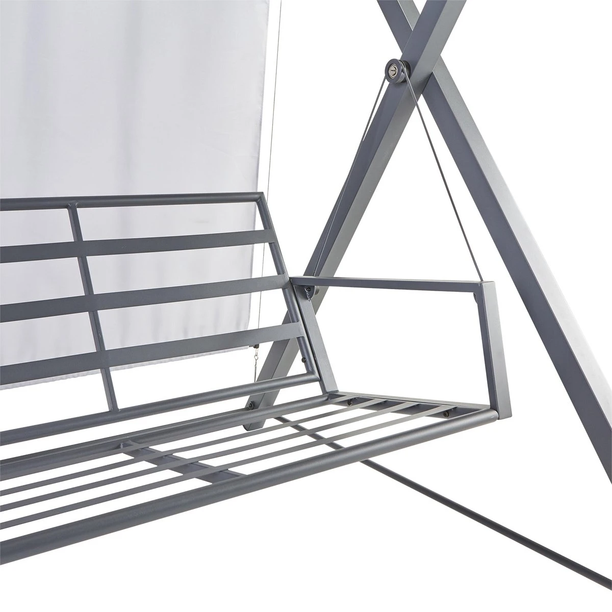 NATERIAL - Balançoire De Jardin ODYSSEA - Balançoire 3 Places - Store Coulissant - Avec Coussins - Acier - Grijs Et Gris Clair - Banc Balançoire - Balançoire Hollywood 9 NATERIAL - Balançoire De Jardin ODYSSEA - Balançoire 3 Places - Store Coulissant - Avec Coussins - Acier - Grijs Et Gris Clair - Banc Balançoire - Balançoire Hollywood – Image 9