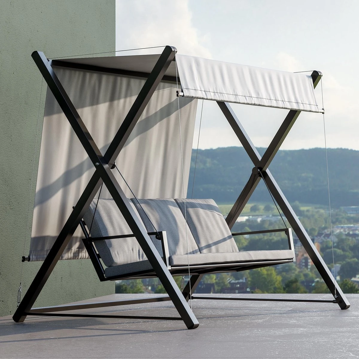 NATERIAL - Balançoire De Jardin ODYSSEA - Balançoire 3 Places - Store Coulissant - Avec Coussins - Acier - Grijs Et Gris Clair - Banc Balançoire - Balançoire Hollywood 12 NATERIAL - Balançoire De Jardin ODYSSEA - Balançoire 3 Places - Store Coulissant - Avec Coussins - Acier - Grijs Et Gris Clair - Banc Balançoire - Balançoire Hollywood – Image 12