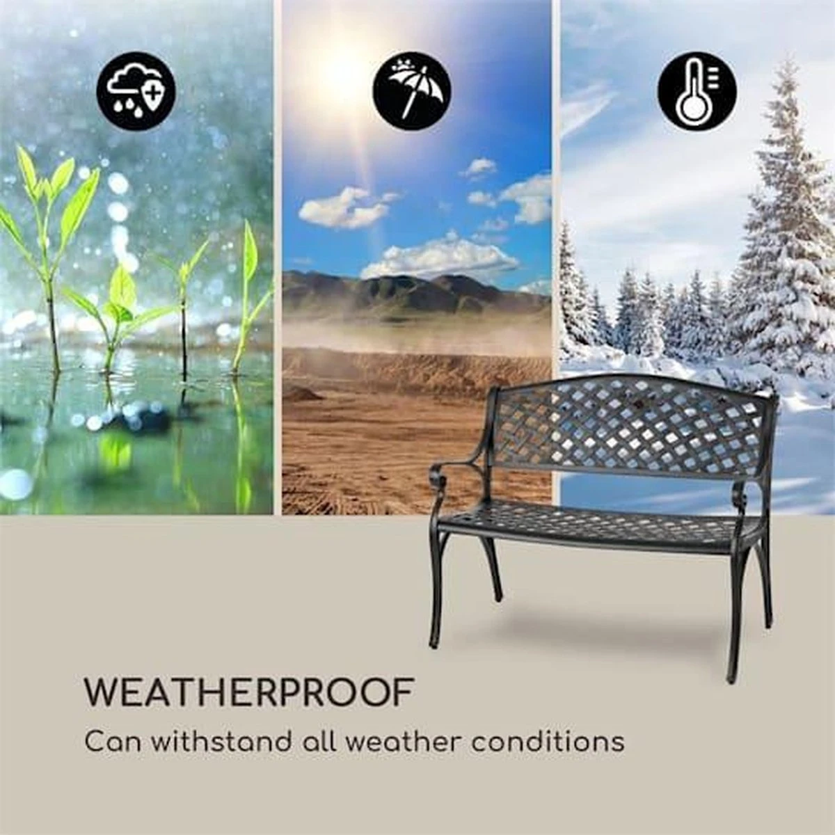 Ensemble Blumfeldt Pozzilli - Banc De Jardin Décoratif - 2 Places - Aluminium Moulé Sous Pression - Avec Coussin D'assise Et Housse 100 % Polyester Hydrofuge 4 Ensemble Blumfeldt Pozzilli - Banc De Jardin Décoratif - 2 Places - Aluminium Moulé Sous Pression - Avec Coussin D'assise Et Housse 100 % Polyester Hydrofuge – Image 4