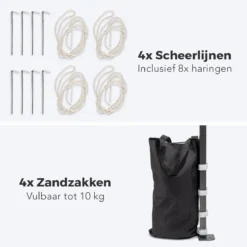 LifeGoods De Luxe LifeGoods - 3x3 M - Incl. Sacs De Poids - Cadre En Acier Pliable - Étanche - Résistant Aux Intempéries - Sac De Transport Avec Roues - Beige -Jardin Meubles Magasin 1200x1200 517