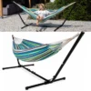 Hamac Avec Support 2 Personnes / 205 Kg - Longueur Du Cadre Réglable 290-330 Cm - Tapis De Surface 241 * 160 Cm - Avec Sac De Transport ( Blauw/ Vert