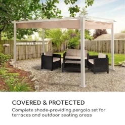 Blumfeldt Pantheon Pergola 3x4 M - Gazebo - Tube Carré En Aluminium 3x4 M - 4 Poteaux D'angle - Hydrofuge - Toit Ouvrant En Polyester 200 G/m² -Jardin Meubles Magasin 1200x1200 539