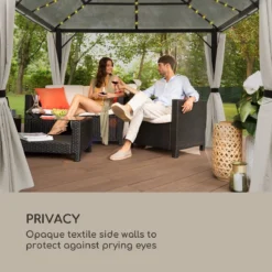 Pavillon Solaire Blumfeldt Pantheon Solid Sky Ambient 3 X 4m - Panneau Solaire Avec Batterie Au Lithium - Parois Latérales Et Moustiquaire -Jardin Meubles Magasin 1200x1200 542