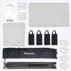 Tente De Réception De Luxe LifeGoods Avec Parois Latérales - 3x3 M - Incl. Sacs De Poids - Cadre En Acier Pliable - Imperméable - Résistant Aux Intempéries - Sac De Transport à Roulettes - Wit -Jardin Meubles Magasin 1200x1200 548
