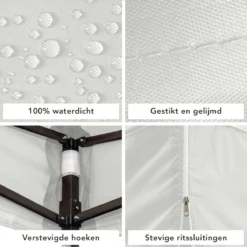 Tente De Réception De Luxe LifeGoods Avec Parois Latérales - 3x3 M - Incl. Sacs De Poids - Cadre En Acier Pliable - Imperméable - Résistant Aux Intempéries - Sac De Transport à Roulettes - Wit -Jardin Meubles Magasin 1200x1200 553