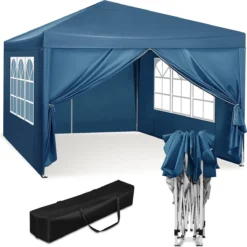 Tente De Fête étanche 3x3 Mètres Pliable - Pavillon Avec Panneaux Latéraux - Easy Up - Tente Pop-up Avec Piquets, Corde Et Pieds Antidérapants