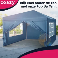 Tente De Fête étanche 3x3 Mètres Pliable - Pavillon Avec Panneaux Latéraux - Easy Up - Tente Pop-up Avec Piquets, Corde Et Pieds Antidérapants -Jardin Meubles Magasin 1200x1200 563