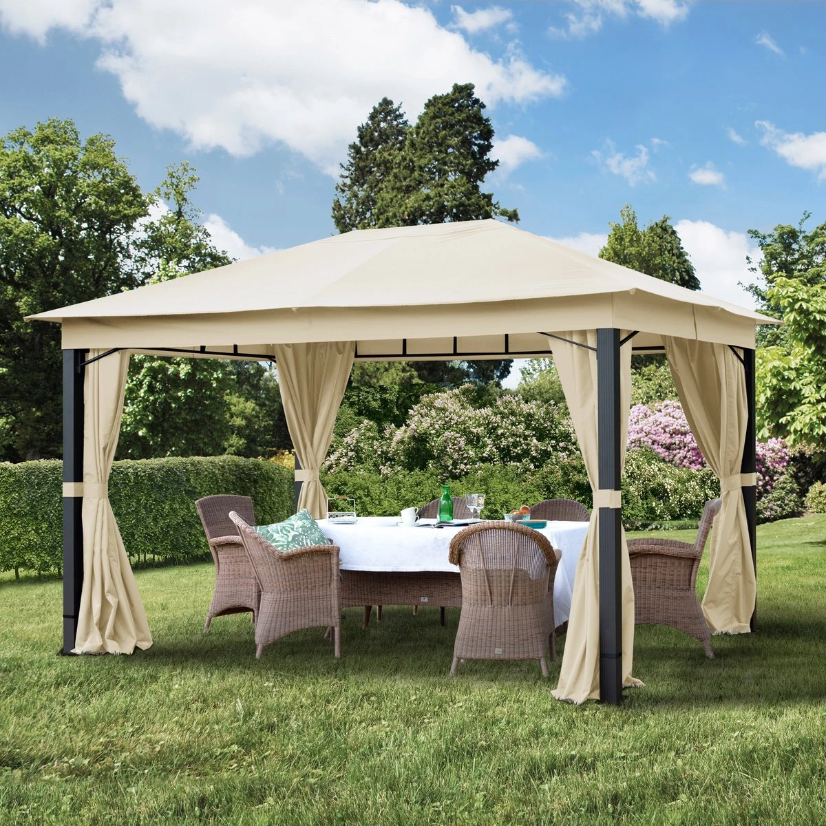 Pavillon De Jardin 3x4 M Aluminium Premium Environ 220 G/m² Bâche De Toit Pavillon étanche 4 Parois Latérales Tente De Jardin Crème Environ 9x9 Cm Profilé 5 Pavillon De Jardin 3x4 M Aluminium Premium Environ 220 G/m² Bâche De Toit Pavillon étanche 4 Parois Latérales Tente De Jardin Crème Environ 9x9 Cm Profilé – Image 5