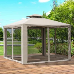 Pavillon De Jardin Outsunny Pavillon Tente De Fête Tente De Fête Tente De Jardin Avec 4 X Parois Latérales 3 X 3 M 84C-133 -Jardin Meubles Magasin 1200x1200 586