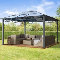 Pavillon De Jardin 4x4 M Cadre En Aluminium Toit En Polycarbonate Environ 8 Mm Pavillon Tente De Jardin Sans Parois Latérales -Jardin Meubles Magasin 1200x1200 590