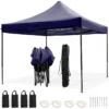 LifeGoods De Luxe LifeGoods - 3x3 M - Incl. Sacs De Poids - Cadre En Acier Pliable - Imperméable - Résistant Aux Intempéries - Sac De Transport à Roulettes - Blauw Marine