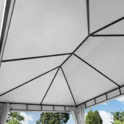 Pavillon De Jardin 3x4m Aluminium Premium 280 G / M² Bâche De Toit Pavillon étanche 4 Parois Latérales Tente De Jardin Grise Profil 9x9cm -Jardin Meubles Magasin 1200x1200 608