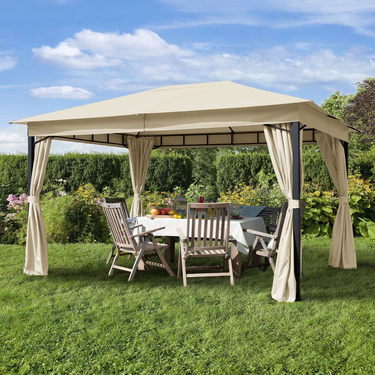 Pavillon De Jardin 3x4 M Environ 180 G/m² Bâche De Toit Pavillon étanche 4 Parois Latérales Tente De Jardin Crème Tente De Réception Environ 6x6 Cm Profil 7 Pavillon De Jardin 3x4 M Environ 180 G/m² Bâche De Toit Pavillon étanche 4 Parois Latérales Tente De Jardin Crème Tente De Réception Environ 6x6 Cm Profil – Image 7