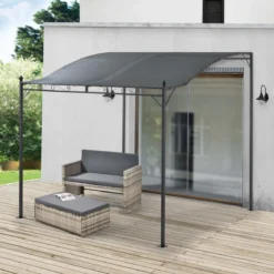 Pergola Design Tonnelle Solide Pavillon De Jardin Élégant Protection Contre Soleil Auvent Résistant Ombrager Acier Polyester 300 X 250 Cm Gris Foncé [en.casa] -Jardin Meubles Magasin 1200x1200 685