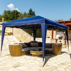 Tente De Réception Easy Up - Tente De Réception - Pavillon - Tente De Réception Pliable - Tente De Réception 3x3 - Chariot Inclus - Étanche - Protection UV 50+ - 15 Kg - Acier - Blauw - 300 X 300 Cm -Jardin Meubles Magasin 1200x1200 709