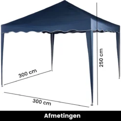 Tente De Réception Easy Up - Tente De Réception - Pavillon - Tente De Réception Pliable - Tente De Réception 3x3 - Chariot Inclus - Étanche - Protection UV 50+ - 15 Kg - Acier - Blauw - 300 X 300 Cm -Jardin Meubles Magasin 1200x1200 710
