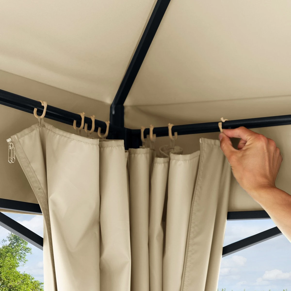 Pavillon De Jardin 3x3 M Environ 180 G/m² Bâche De Toit Pavillon étanche 4 Parois Latérales Tente De Jardin Crème Tente De Réception Environ 6x6 Cm Profil 5 Pavillon De Jardin 3x3 M Environ 180 G/m² Bâche De Toit Pavillon étanche 4 Parois Latérales Tente De Jardin Crème Tente De Réception Environ 6x6 Cm Profil – Image 5