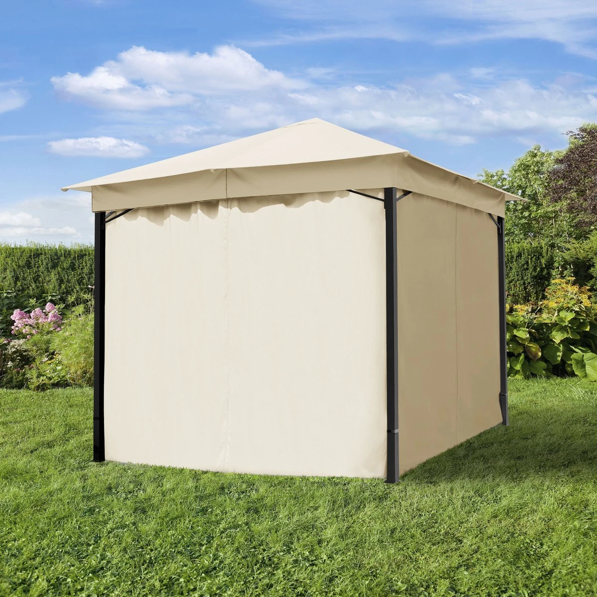 Pavillon De Jardin 3x3 M Environ 180 G/m² Bâche De Toit Pavillon étanche 4 Parois Latérales Tente De Jardin Crème Tente De Réception Environ 6x6 Cm Profil 8 Pavillon De Jardin 3x3 M Environ 180 G/m² Bâche De Toit Pavillon étanche 4 Parois Latérales Tente De Jardin Crème Tente De Réception Environ 6x6 Cm Profil – Image 8