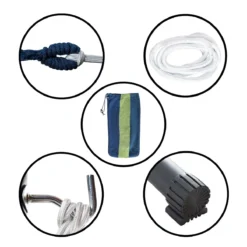 Hamac Avec Support Et Sac De Rangement Et Surprise Ronde - Lot De 2 - 2 Personnes - Max. Poids De Transport 200Kg - Ensemble Hamac - Hamacs - Tapis Suspendu Pour L'intérieur Et L'extérieur - Support Pour Hamac - Hamac - Blauw / Vert -Jardin Meubles Magasin 1200x1200 76