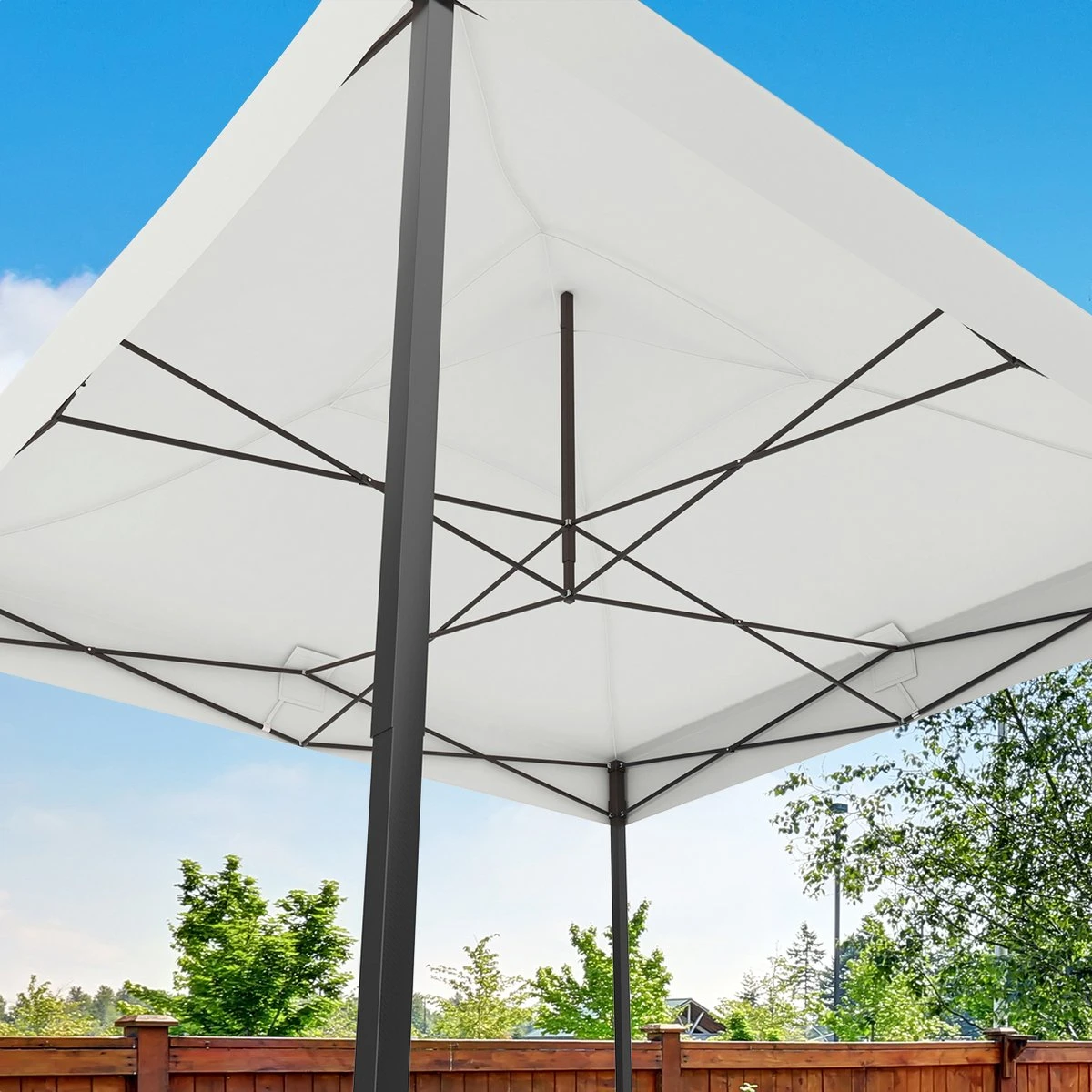 Tente De Réception De Luxe LifeGoods - 3x3 M - Incl. Sacs De Poids - Cadre En Acier Pliable - Imperméable - Résistant Aux Intempéries - Sac De Transport à Roulettes - Wit 8 Tente De Réception De Luxe LifeGoods - 3x3 M - Incl. Sacs De Poids - Cadre En Acier Pliable - Imperméable - Résistant Aux Intempéries - Sac De Transport à Roulettes - Wit – Image 8